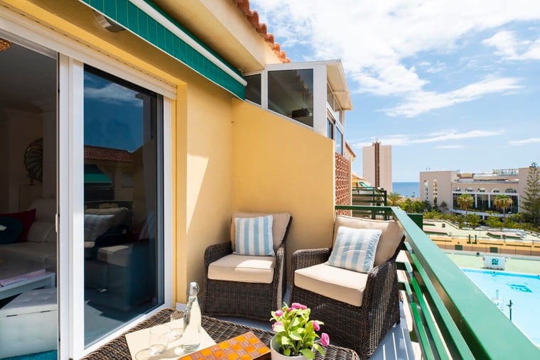 Terrace with Ocean, Mountain & Pool Views