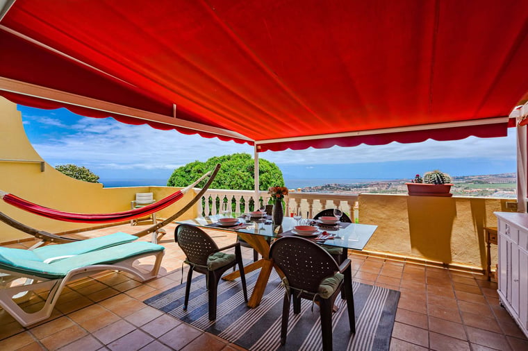 Huge Terrace with Hammock, Sunbeds, Dining Area and Ocean & Mountain Views