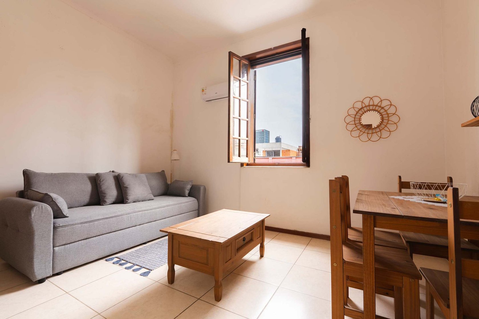 Living Room with Sofa Bed and Dining Table