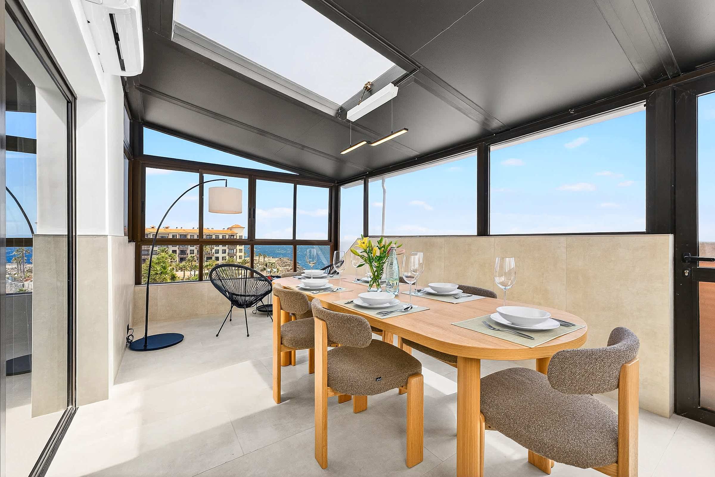 Private Roof-Top Terrace with Ocean Views, AC, Dining & Sitting Areas