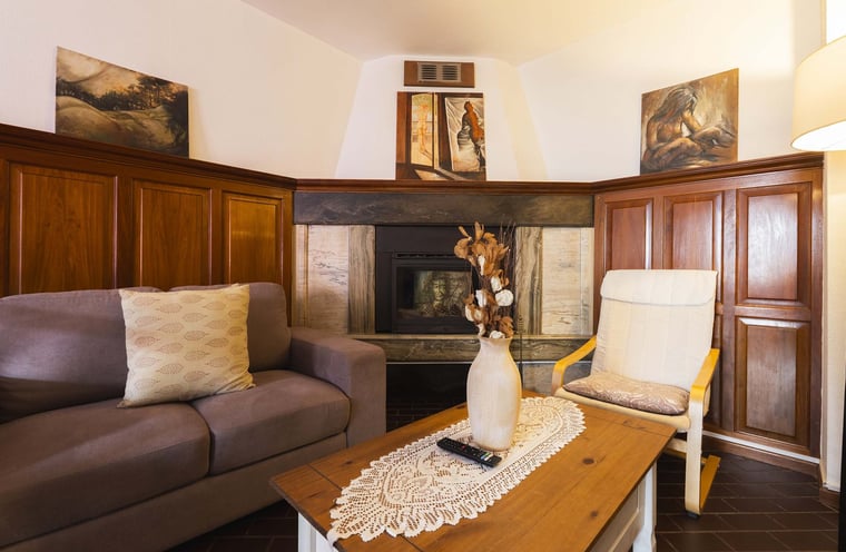 Fireplace with Sofa and Armchair