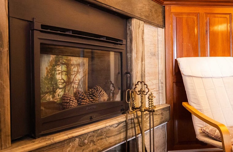 Sunken Lounge with Marble Fireplace