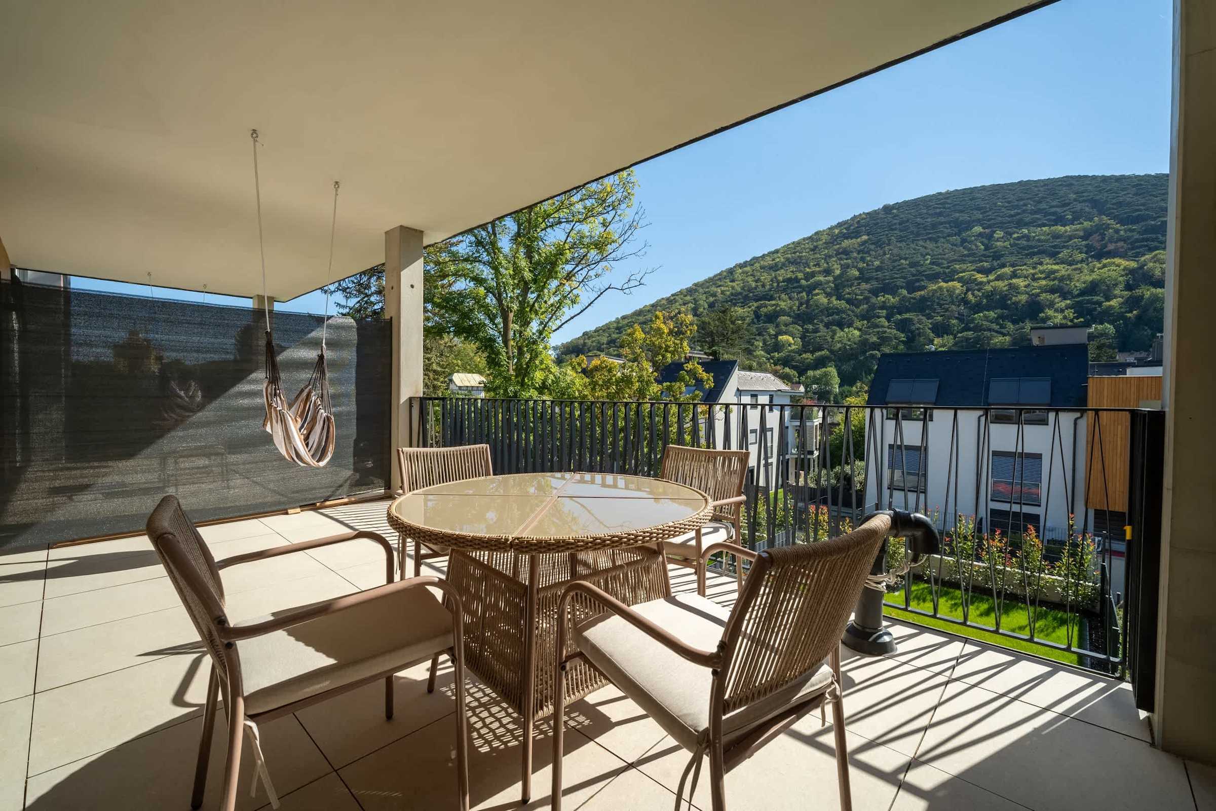 Balcony with outdoor dining