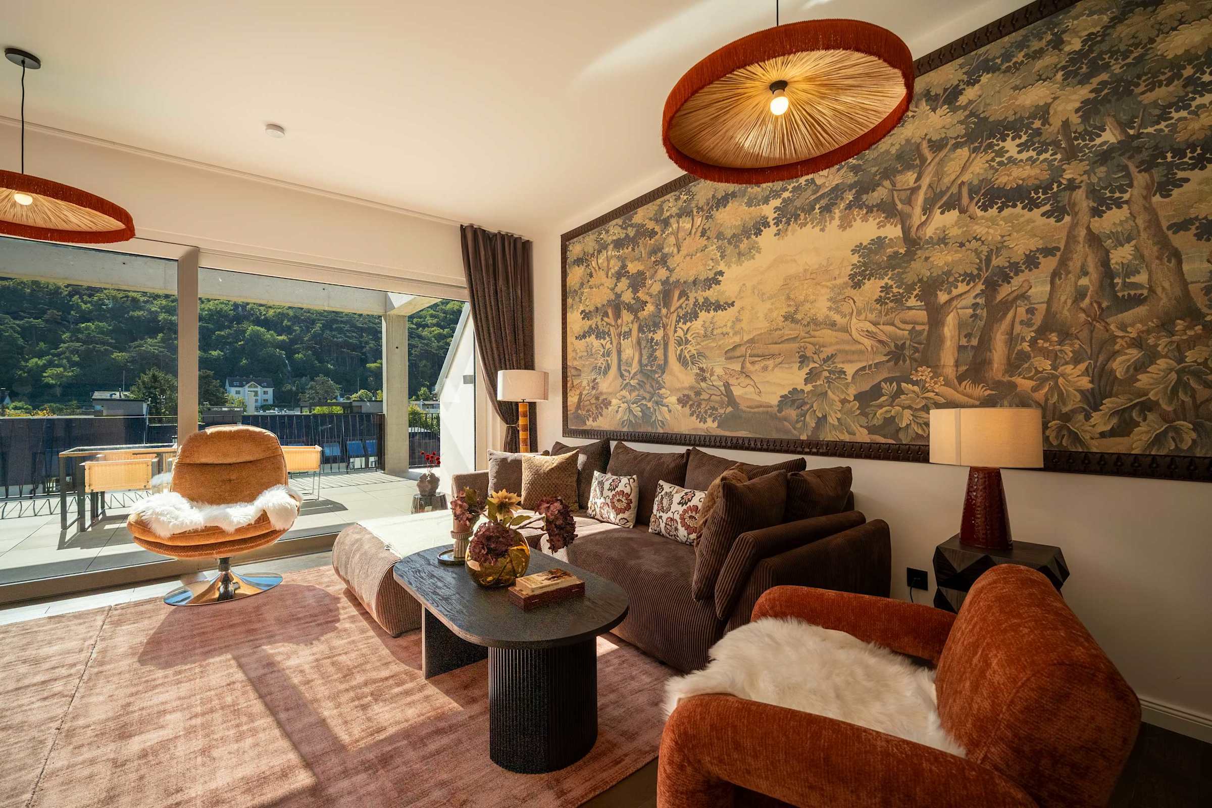 Living room opening onto the terrace